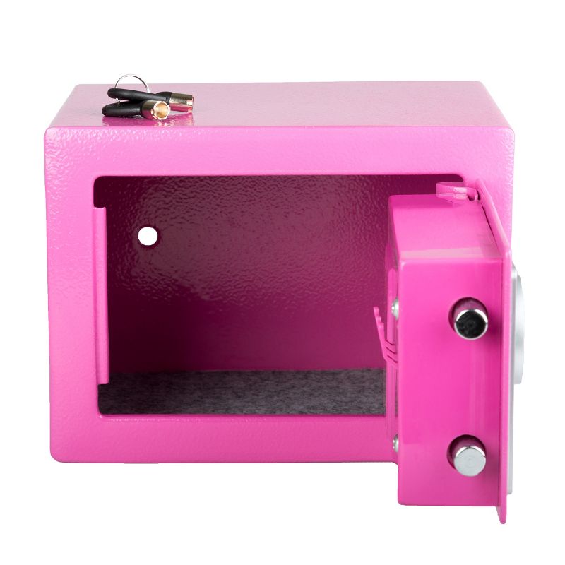 Fleming Supply Digital Security Safe Box for Valuables - Steel Lock Box With Electronic Keypad, Pink, 3 of 7