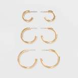 Open Graduated Size Hoop Earring Set 3ct - Wild Fable™ Gold