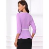 INSPIRE CHIC Women's 3/4 Sleeve Belted Elegant Business Work Peplum Top - 3 of 4