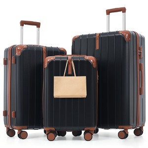 3 PCS ABS Hardside Luggage Set with Hooks, TSA Lock & 360° Spinner