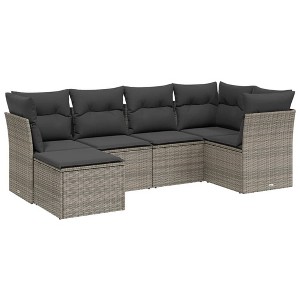 vidaXL Garden Sofa Set Grey Poly Rattan Large Modular Garden Sofa Set - 1 of 4