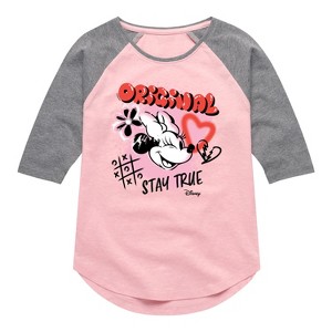Girls' - Disney - Minnie Mouse Original Stay True Shirt Tail Raglan Graphic T-shirt - 1 of 3