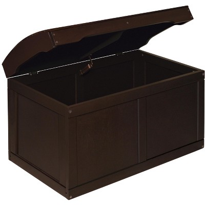Espresso Wood Barrel Top Toy Chest with Safety Hinge