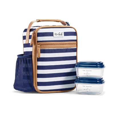 Fit & Fresh Thayer Lunch Tote - Navy/White Stripe