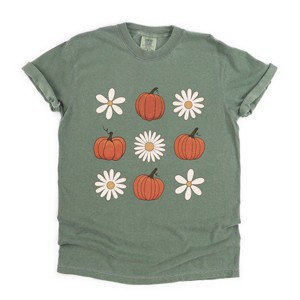 Simply Sage Market Pumpkin Daises Checkered Garment Dyed Tee - 1 of 4