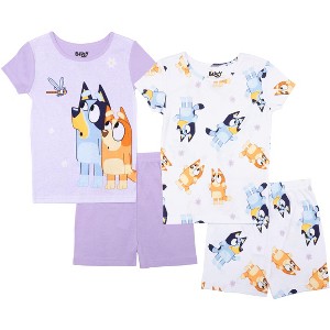 Bluey Toddler Girls' 4-Piece Cotton Short Sleeve Pajama Sets - 1 of 4