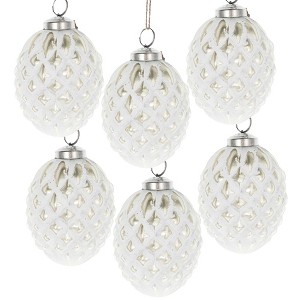 Whisen D3.9X4.3"H Christmas Ball Ornaments, Glass Decorative Hanging Ball Christmas Tree Ornaments, Set of 6 - 1 of 4