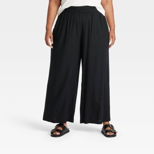 Women's High-Rise Wide Leg Linen Pull-On Pants - Ava & Viv™ - 1 of 3
