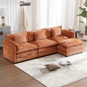 MOONMISS 112" Oversized Modern Chenille L Shaped Sectional Sofa Cloud Couch for Living Room, with Moveable Ottoman & Memory Foam - 1 of 4