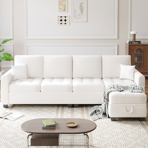 Whizmax Modular Sectional Sofa, Chenille Reversible Modular Sectional Sofa, Sofa Couch with Storage Seats, Sofa Set for Living Room, Beige - 1 of 4