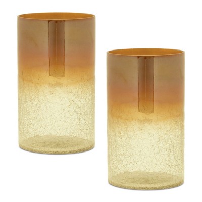 Gold Ombre Crackle Glass Vase (Set of 2)