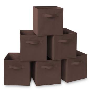 Casafield Set of 12 Collapsible Fabric Storage Cube Bins, Brown - 11 Foldable Cloth Baskets for Shelves and Cubby Organizers