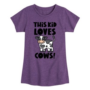 Girls' - Instant Message - This Kid Loves Cows Fitted Short Sleeve Graphic T-Shirt - 1 of 4