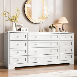 Wooden Dressers for Bedroom with 12 Drawers, Wide TV Stand Dresser for 65 Inch TV, Chest of Drawers - 1 of 4