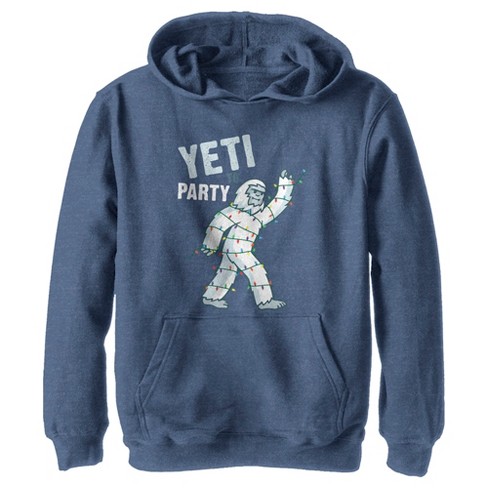 Boy's Lost Gods Yeti to Party Distressed Pull Over Hoodie - Navy Blue  Heather - Large