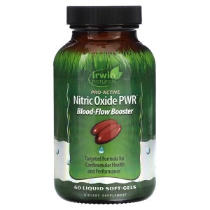 Irwin Naturals Nitric Oxide PWR, Blood-Flow Booster, 60 Liquid Soft-Gels - 1 of 2