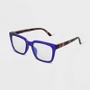 Women's Tortoise Print Gloss Plastic Square Blue Light Filtering Glasses - Universal Thread™ Blue - image 2 of 2