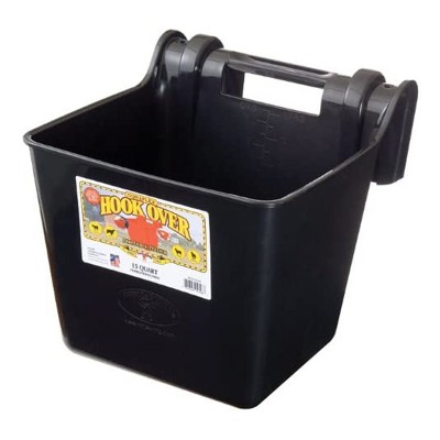 Little Giant HF15BLACK Heavy Duty 15 Quart Mountable Plastic Hook Over Feeder, Black