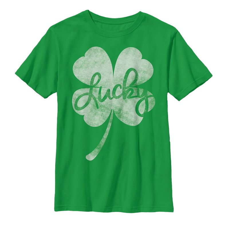 Boy's Lost Gods St. Patrick's Day Lucky Retro Shamrock T-Shirt, 1 of 4
