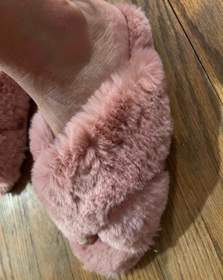 Limited Too Girl's Fuzzy Cross Band House Slide Slippers : Target