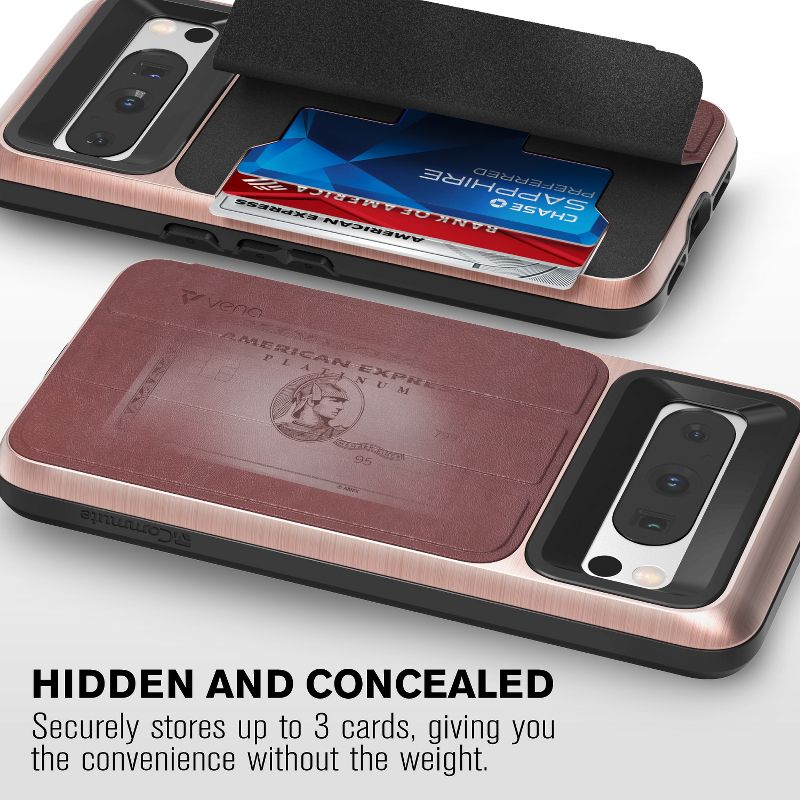 VENA vCommute Wallet Case for Google Pixel 8 Pro, Flip Leather Cover Card Slot Holder with Kickstand - Red, 4 of 10
