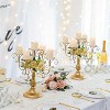 MOEPISY 2PCS Golden Candelabra Candle Holder - 5 Arm Pillar Candle Holders with Crystal Beads - 2 of 4