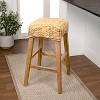 JONATHAN Y Maui Rustic Bohemian Hyacinth/Wood Backless Bar Stool, Brown Wash Woven Seat with Natural Wood Frame - 2 of 4