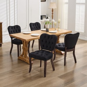 MAYEERTY French Vintage Dining Chair - Tufted Fabric Upholstery, Set of 2 - 1 of 4