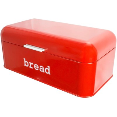 Juvale Metal Bread Box Bin, Stainless Steel Red Food Stoarge Box Container for Kitchen Countertop, 16.75 x 9 x 6.5 in