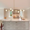 LLHZSY 8-Light Linear Chandelier with Opal Glass Globes Shape-51 1/5" - 3 of 4