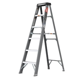 ALEXOUN 6 Step Ladder,Anti-Slip Step,6 Foot Fiberglass Step Ladder with Top Cap for Storing Tools,Durable,for Home or Warehouse, 250LBS Capacity,Gray - 1 of 4