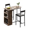 Bar Table and Chairs for 2, Dining Room Table with Double Tier Wine Rack and Glasses Hanging, White Marble Pattern and 2 Velvet Seat - 4 of 4