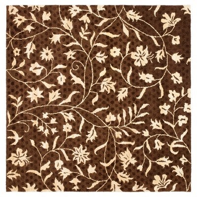 6'x6' Brown/Ivory Botanical Tufted Square Area Rug - Safavieh