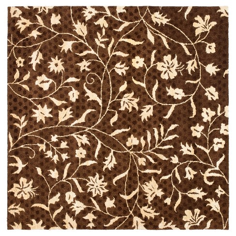 6'x6' Brown/Ivory Botanical Tufted Square Area Rug - Safavieh - image 1 of 3