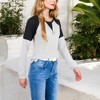 Anna-Kaci Women's Waffle Knit Top with Raglan Color Block Sleeves and Crew Neck - 4 of 4