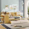 Twin/Full Size L-Shaped Daybed Multi-functional Bed with Drawers, Storage Cabinets, Study Desk and  Built-in Bookshelf, White/Natural+White-ModernLuxe - 2 of 4
