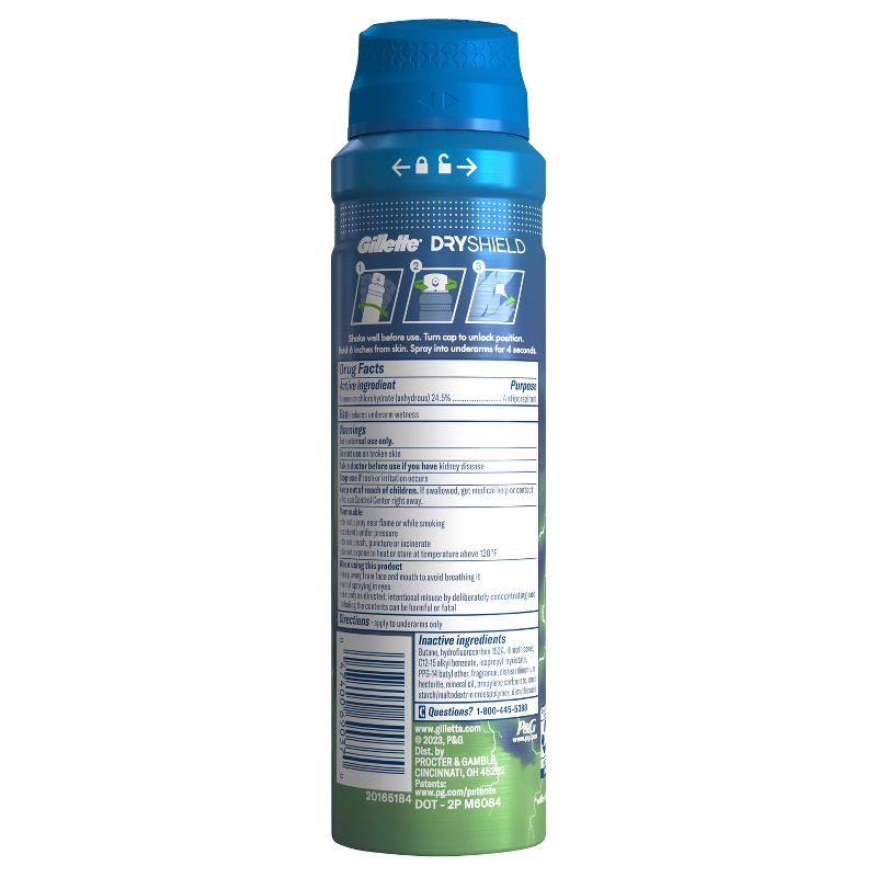 Gillette Dry Spray Antiperspirant and Deodorant for Men - Power Rush - 4.3oz, 3 of 10