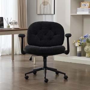 Black Cross-Leg Flip-Arm Chair: Wide Seat Swivel ¨C Comfy Desk/Vanity for Women, Home/Office Ready - 1 of 4