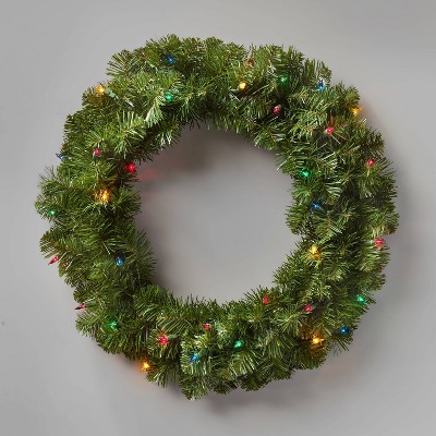 22in Prelit Artificial Wreath Multicolored Lights - Wondershop™