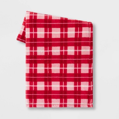 Plaid Plush Valentine's Day Throw Red/Blush - Spritz™