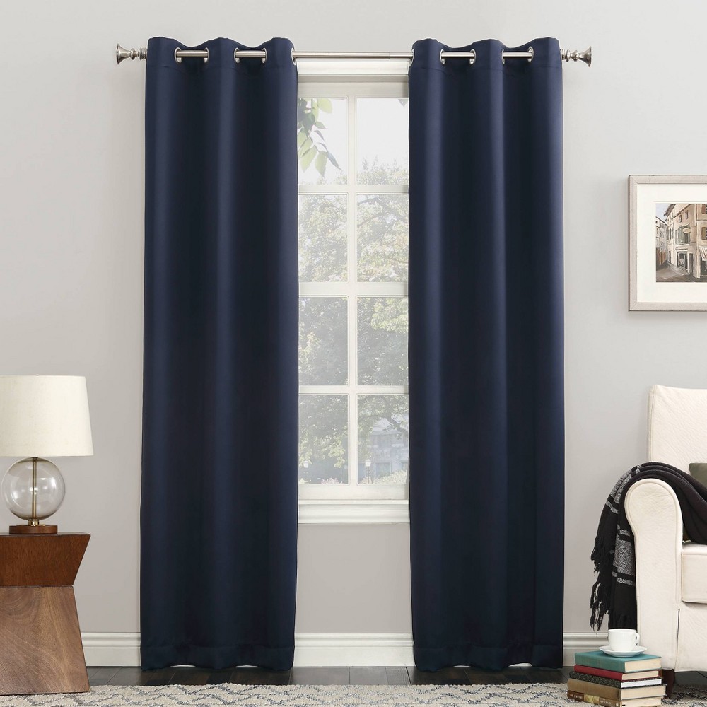 Photos - Curtains & Drapes 54"x108" Sun Zero Blackout Kenneth Energy Saving Grommet Curtain Panel Nav