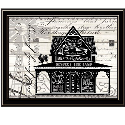 HomeRoots Y'ALL BLESSED FARMHOUSE Black Framed Print Wall Art