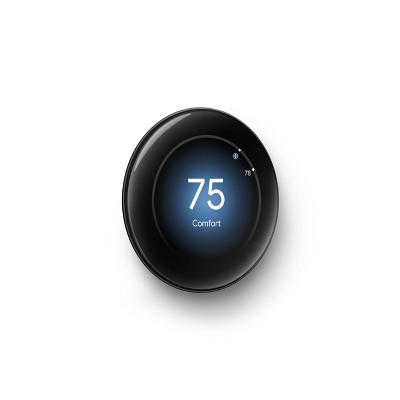 Google Nest Black Programmable Learning Thermostat with Temperature Sensor