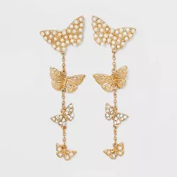SUGARFIX by BaubleBar Pearl Butterfly Statement Earrings - Gold