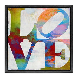 Stupell Industries Love Rainbow Background Typography, 18" x 18" - 1 of 4