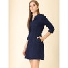 Allegra K Women's Casual A-Line Jeans Split Neck 3/4 Sleeve Short Stretchy Denim Dresses - 4 of 4