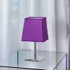 Creekwood Home Compact Chic Modern Square Chrome Table Lamp Purple Shade - 4 of 4
