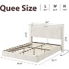 Floating Bed Frame - RGB LED Lights & Charging Station, Upholstered Storage Headboard, No Box Spring - 2 of 4