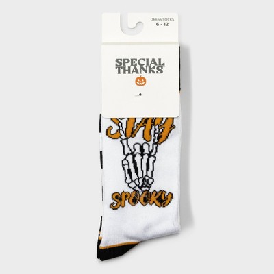 Men's Special Thanks Halloween Stay Spooky Crew Socks - 6-12