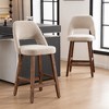 YOUNIKE Counter Height Bar Stool 26 Inch Modern Farmhouse Barstools with Solid Wood Legs Upholstered Bar Height Chair Boucle Fabric - 2 of 4